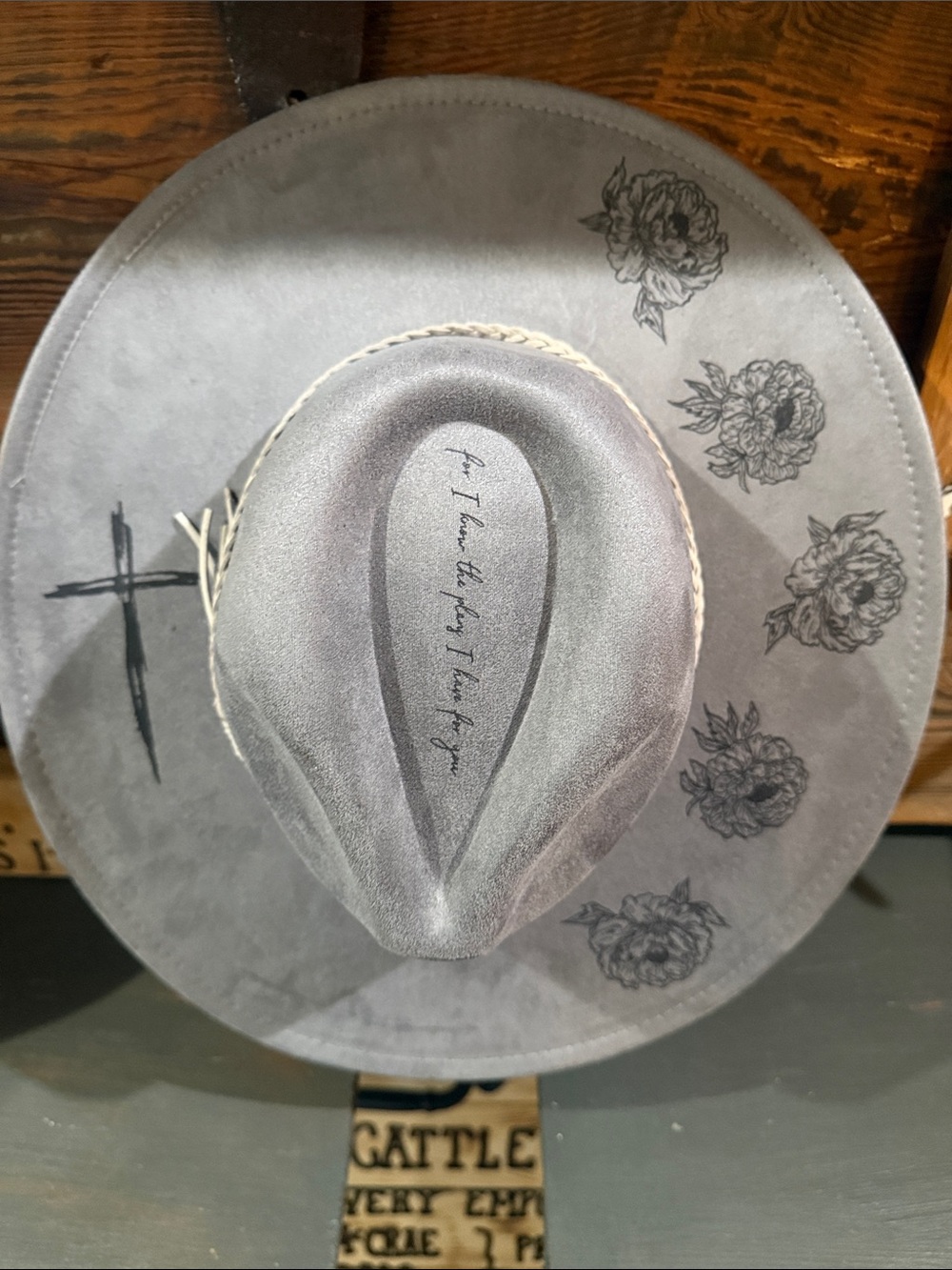 Olive Felt Fedora Hat “never lose your way” with Compass Accent